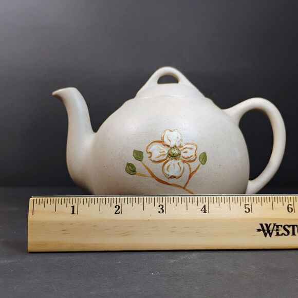 Vtg Pigeon Forge Pottery Coffee Tea Pot & Sugar Bowl Set Enamel Dogwood Flower - Picture 6 of 12